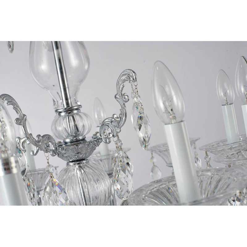 Chrome Chandelier With CLEAR Hanging Crystals