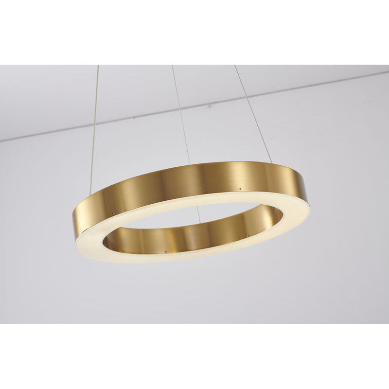 1-Light Gold LED Chandelier with Acrylic Bottom Lens