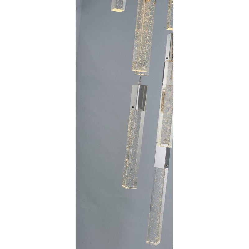 Flushed Matte Black Frame Chandelier with Hanging Clear Bubble Block Crystals