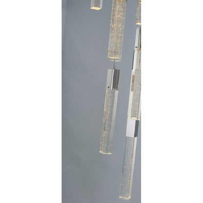 Flushed Matte Black Frame Chandelier with Hanging Clear Bubble Block Crystals