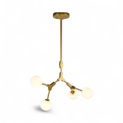 Gold Frame Ceiling Fixture with White Glass Shades