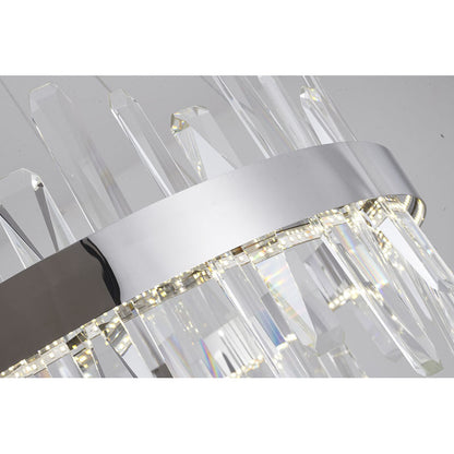 Chrome LED Chandelier With Clear Crystals