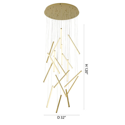 Brass Metal LED Chandelier With White Acrylic Diffusers