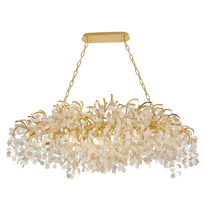 Gold Aluminium Chandelier With Clear & Champagne Glass Hanging Petals