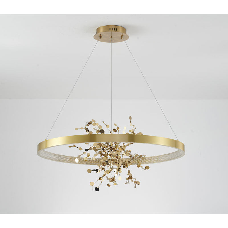 Ring LED Chandelier with Mirror Gold Sparkle