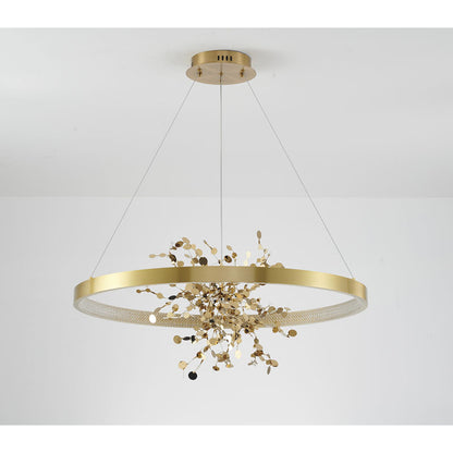 Ring LED Chandelier with Mirror Gold Sparkle