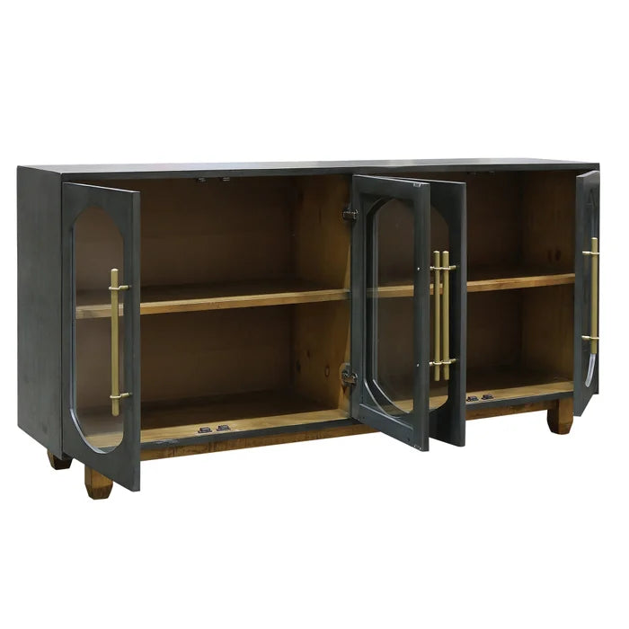 Americana Blue Arch 4 Door Accent Cabinet