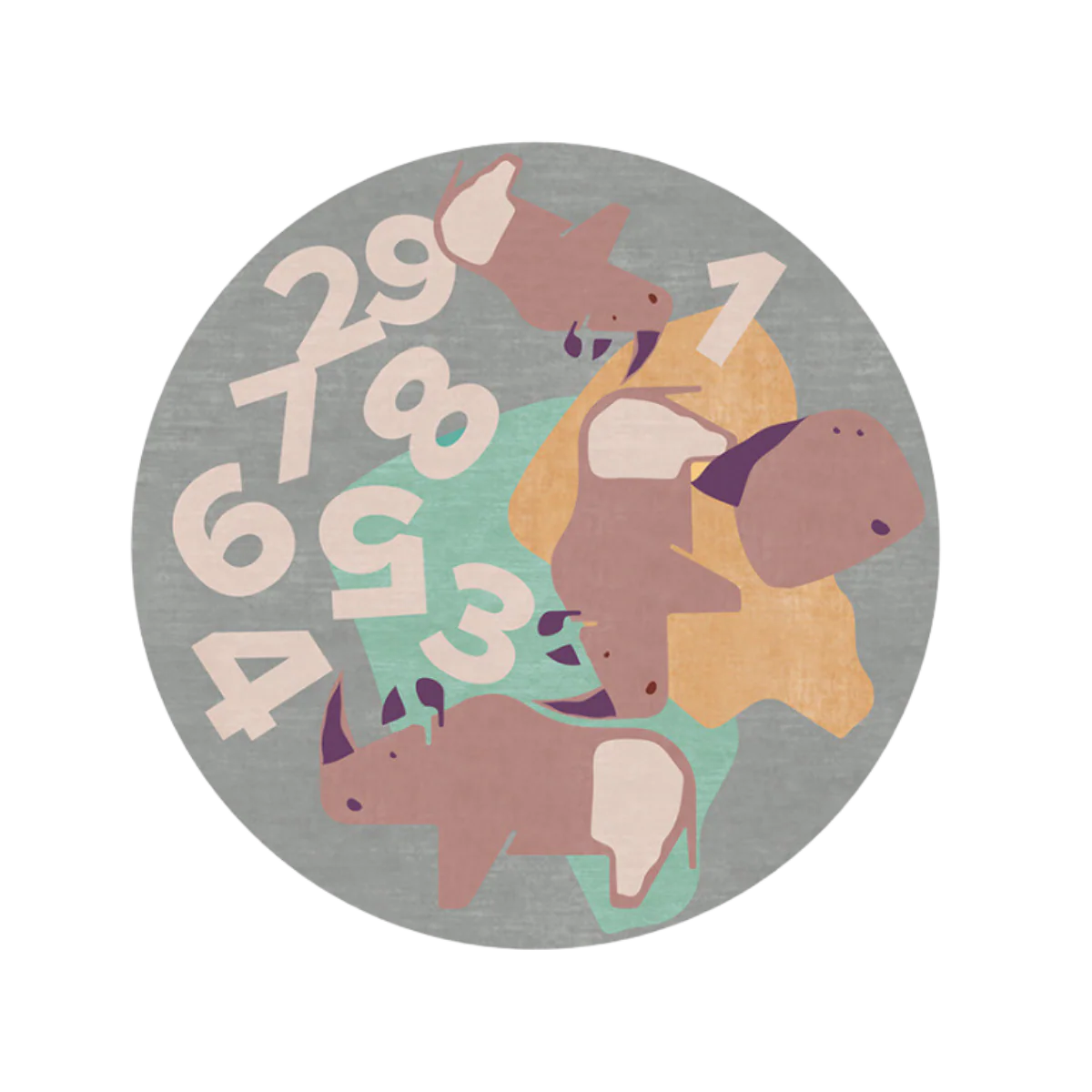 Rhino's Troupe Round Rug