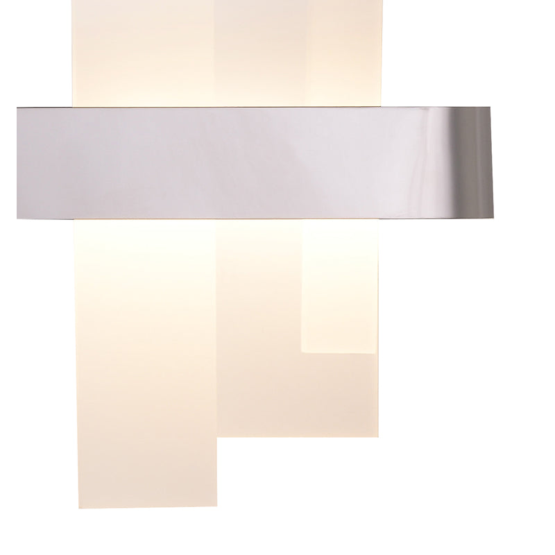 Chrome Oval LED Chandelier with Illuminated Frosted Acrylic Blocks