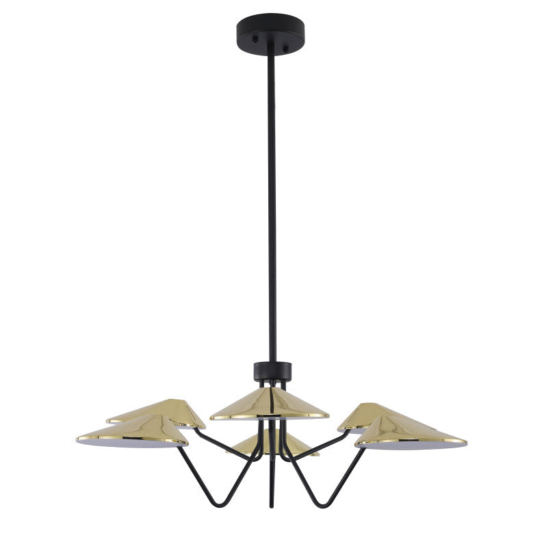 Black and Shiny Brass LED Chandelier