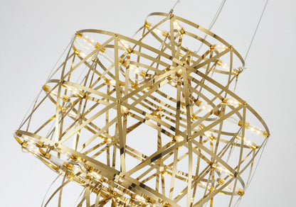 3 Tier 40-Light Dimmable Gold Stainless Steel LED Chandelier