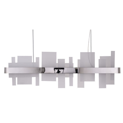 Chrome Oval LED Chandelier with Illuminated Frosted Acrylic Blocks