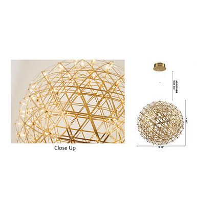 Gold LED Starburst Chandelier – 37" Modern Round Ceiling Light