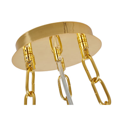 Gold Chandelier With Clear & Champagne Glass Hanging Petals
