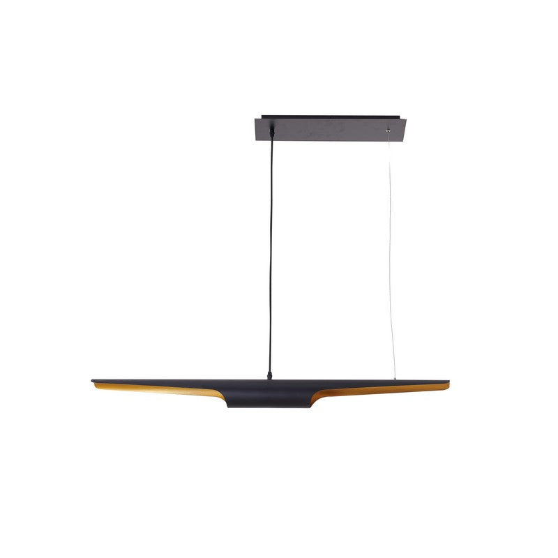 Black Tubed Pendant Light Fixture with Gold Interior