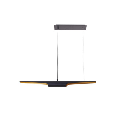 Black Tubed Pendant Light Fixture with Gold Interior