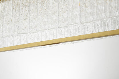Rectangular Chandelier with Hanging Clear Rippled Glass