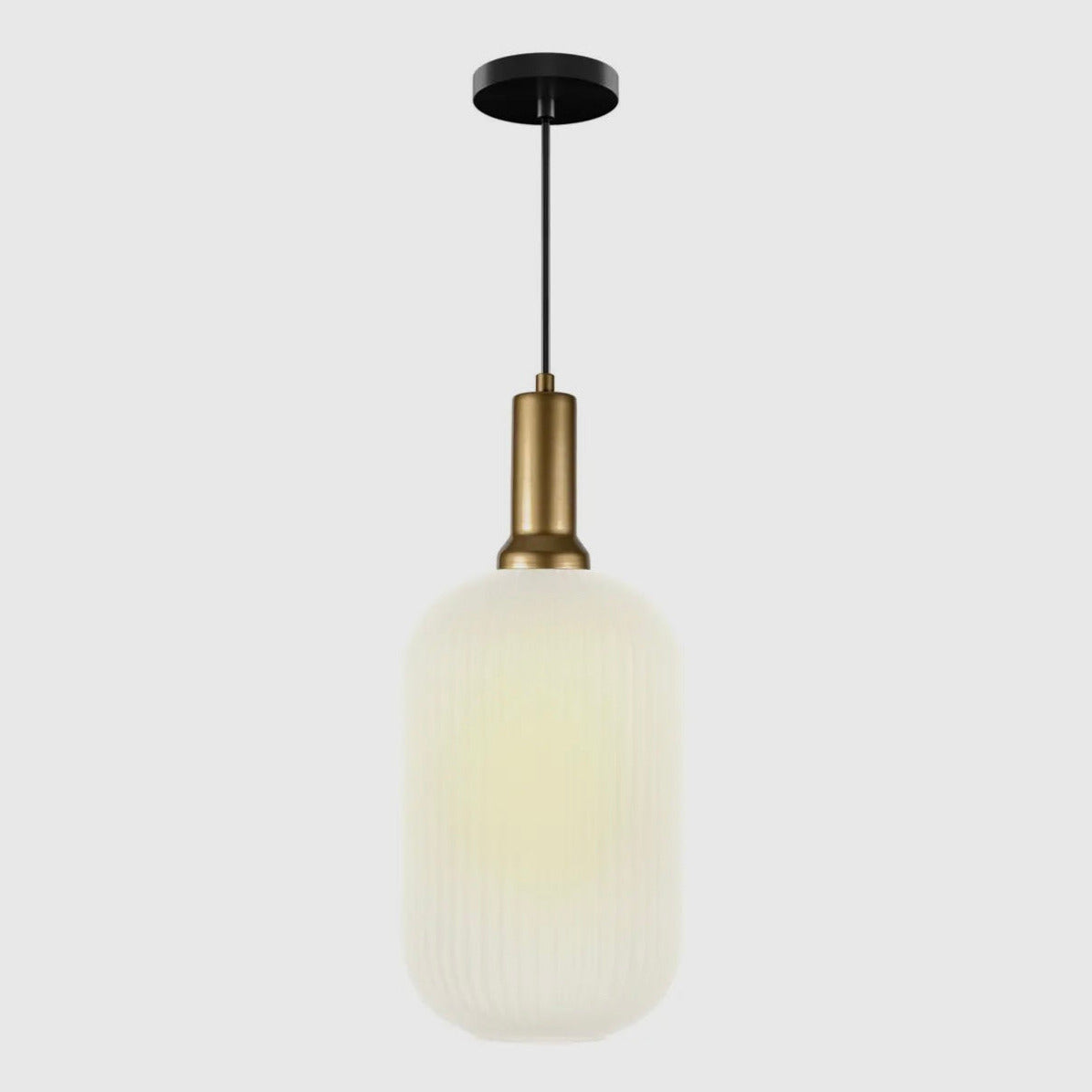 White Ribbed Glass Pendant