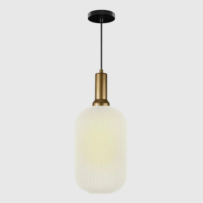 White Ribbed Glass Pendant