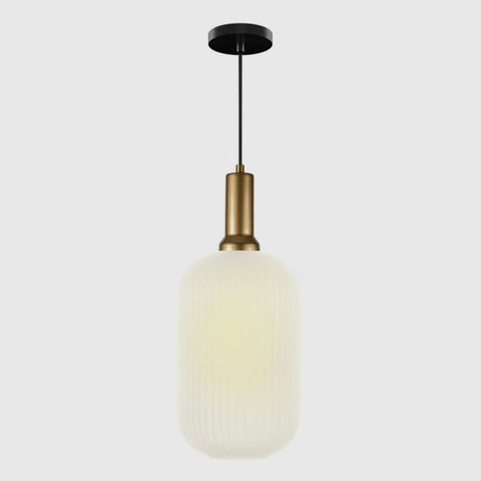 White Ribbed Glass Pendant