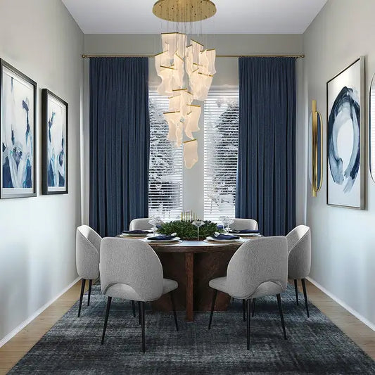 Flushed Brass Chandelier with Acrylic Crumbled Sheet Pendants