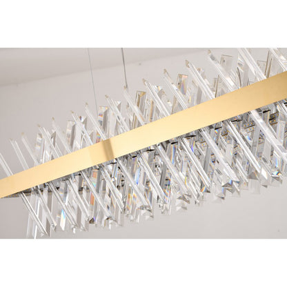 Dimmable Gold Metal LED Chandelier, Rectangular Design
