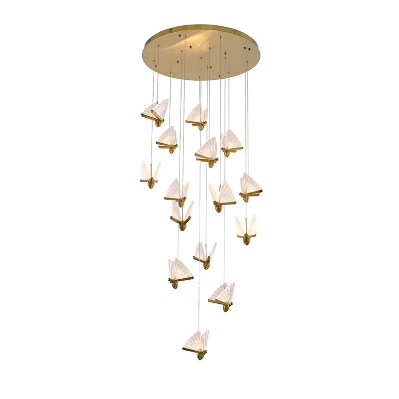 Brass Butterfly LED Chandelier 15 Heads