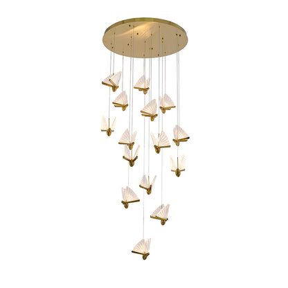 Brass Butterfly LED Chandelier 15 Heads