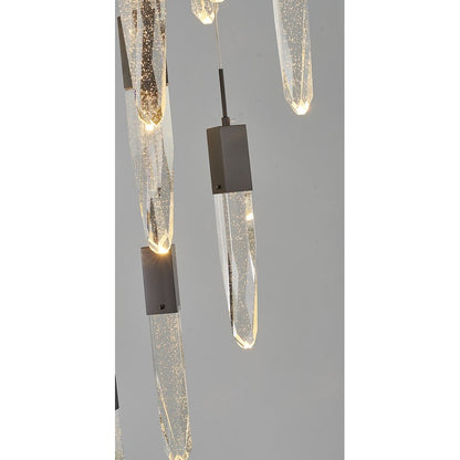 Flushed Chrome Frame Chandelier with Clear Bubble Hanging Crystal Pendants