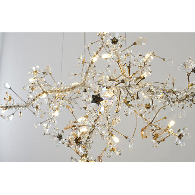 Clear & Champagne Crystal Branch Chandelier