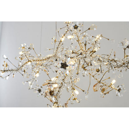 Clear & Champagne Crystal Branch Chandelier