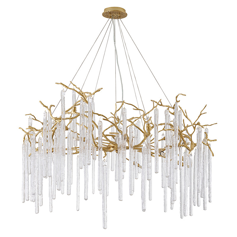 Brass Chandelier with Clear Glass Drops