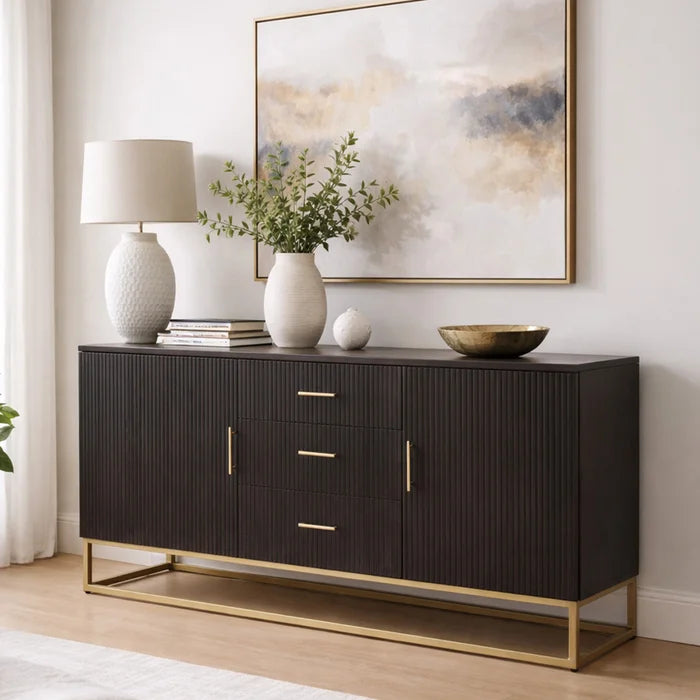 Ebony Stain and Gold Sideboard in Solid Mango Mood