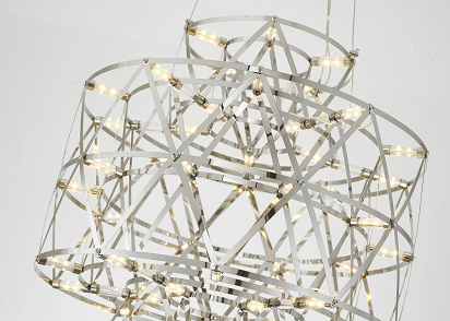 3 Tier 40-Light Dimmable Gold Stainless Steel LED Chandelier