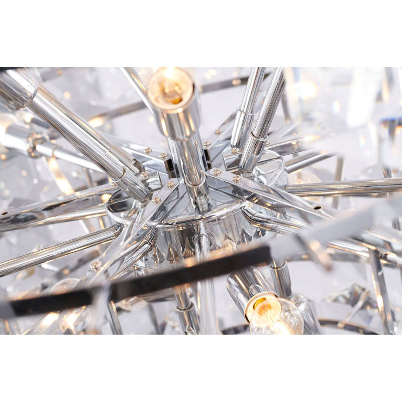 Chrome Frame Chandelier With Clear Hanging Crystals