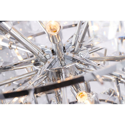 Chrome Frame Chandelier With Clear Hanging Crystals