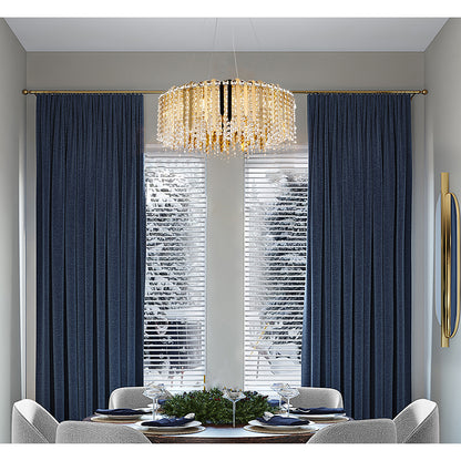 Gold Chandelier With Clear Hanging Crystal Beads