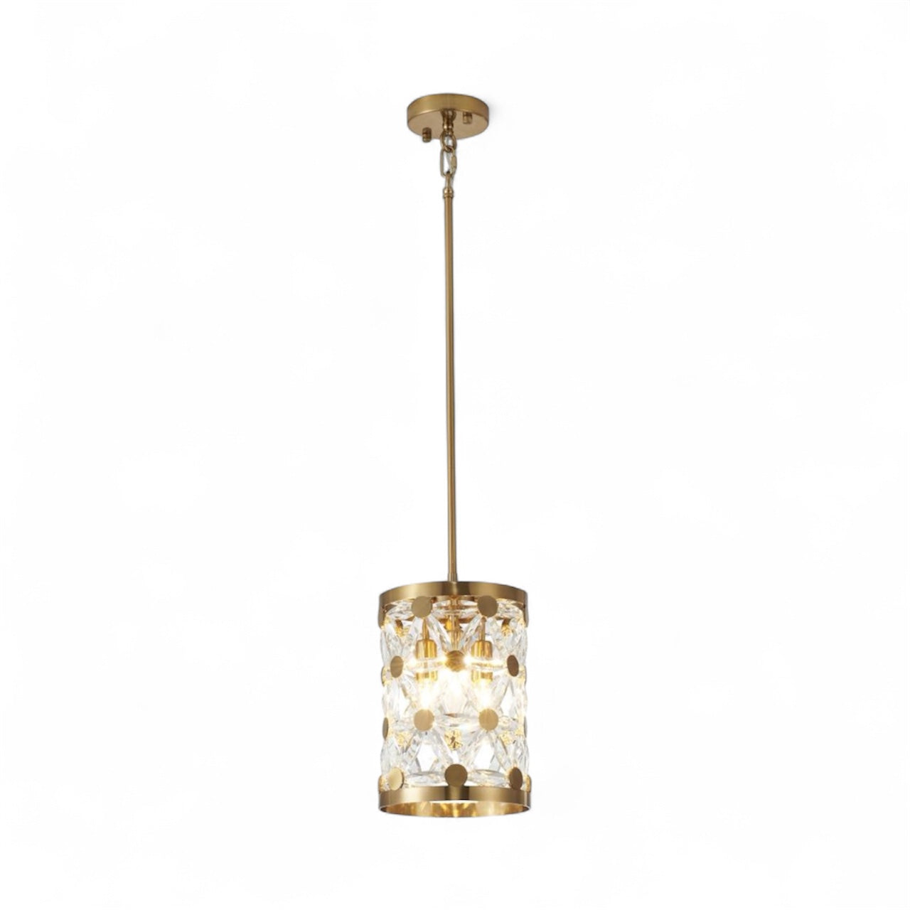 Copper Pendant Light with Clear Crystal Star Detailing