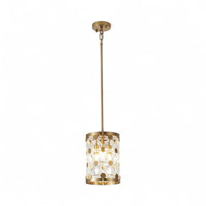 Copper Pendant Light with Clear Crystal Star Detailing