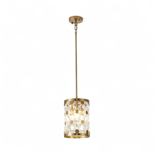Copper Pendant Light with Clear Crystal Star Detailing
