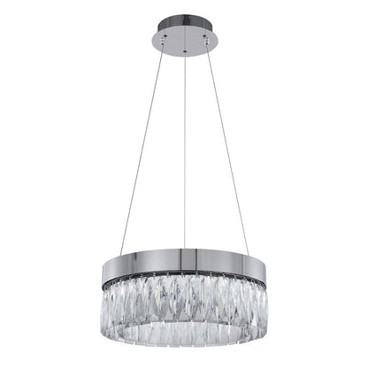 Chrome LED Chandelier with Hanging Crystals