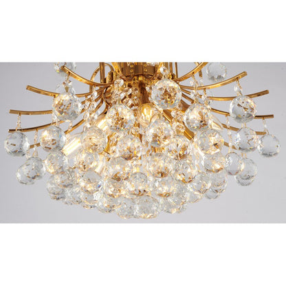 Satin Brass/Chrome Frame Chandelier with Clear Hanging Crystals