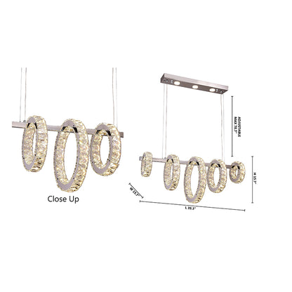 Five-Ring Chrome Crystal LED Chandelier