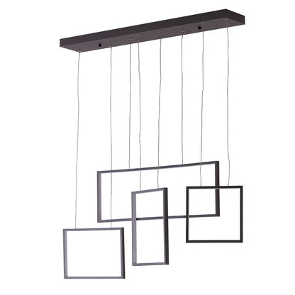Coffee Brown Frame LED Chandelier With Hanging Box Pendants