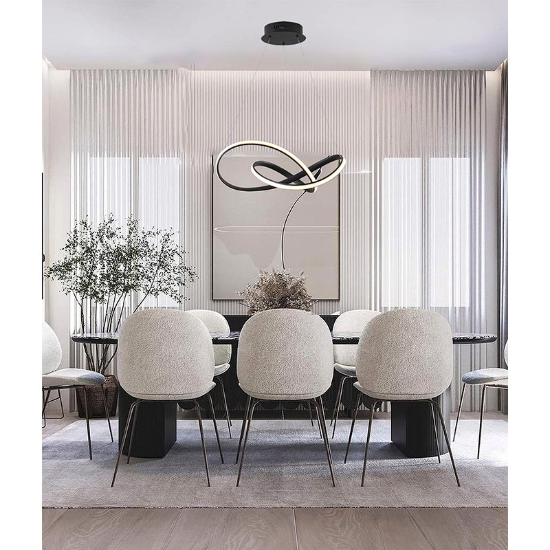 Black LED Chandelier – Modern Aluminum Ring Pendant Light