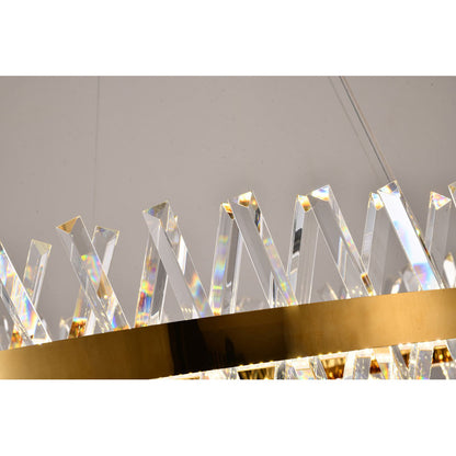 Round Gold Frame Chandelier With Clear Crystals