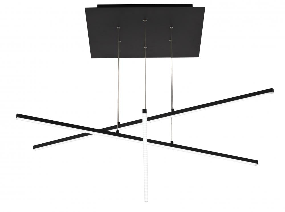 Matte Black Frame LED Ceiling Fixture With Hanging Stick Pendants