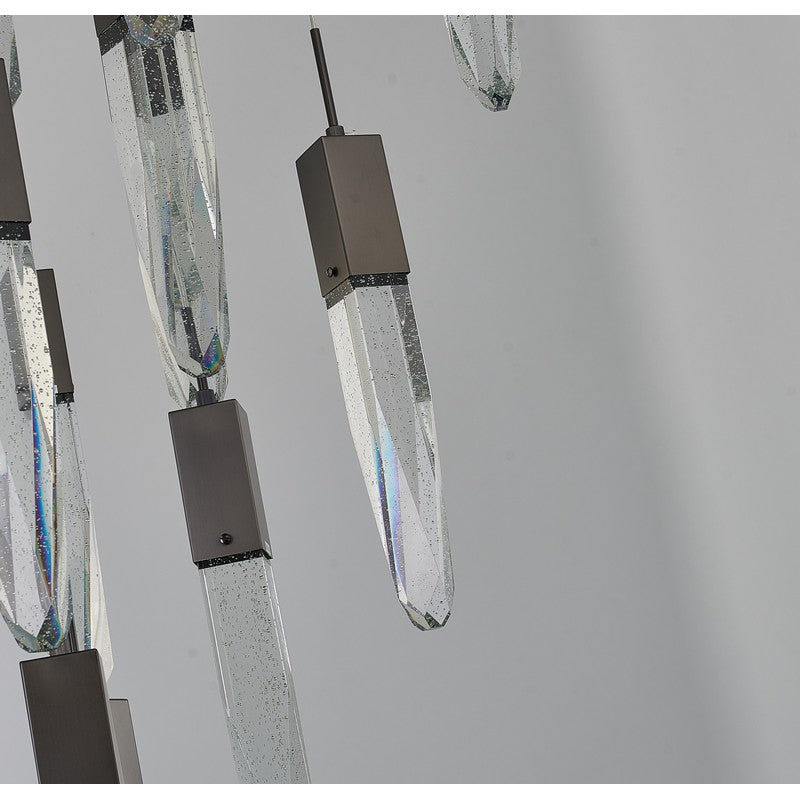 Flushed Chrome Frame Chandelier with Clear Bubble Hanging Crystal Pendants