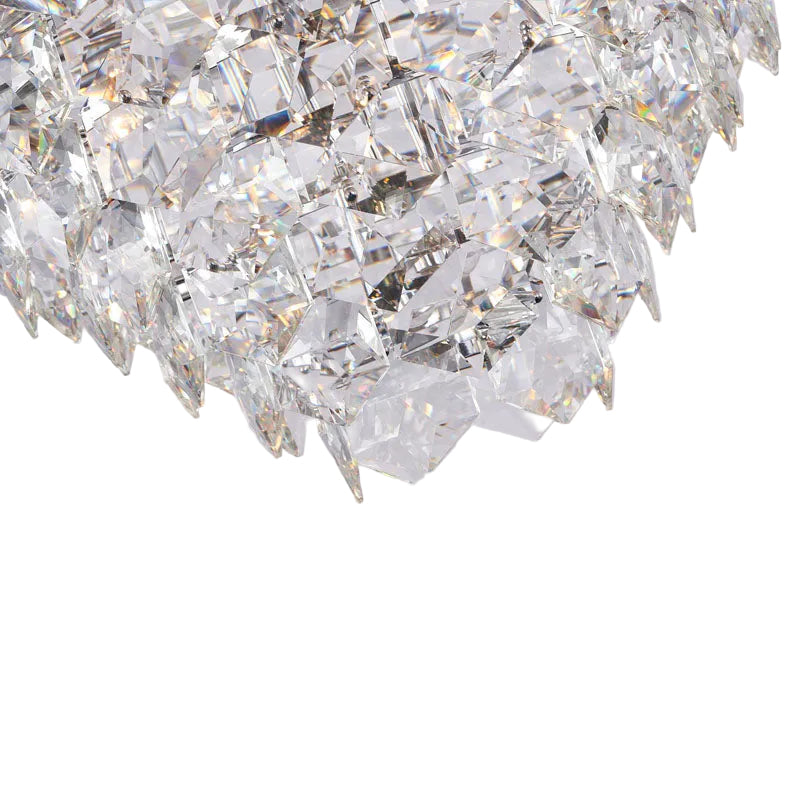 Chrome Frame Chandelier With Clear Hanging Crystals