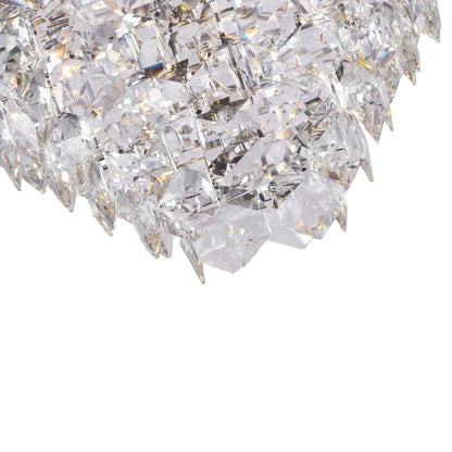 Chrome Frame Chandelier With Clear Hanging Crystals
